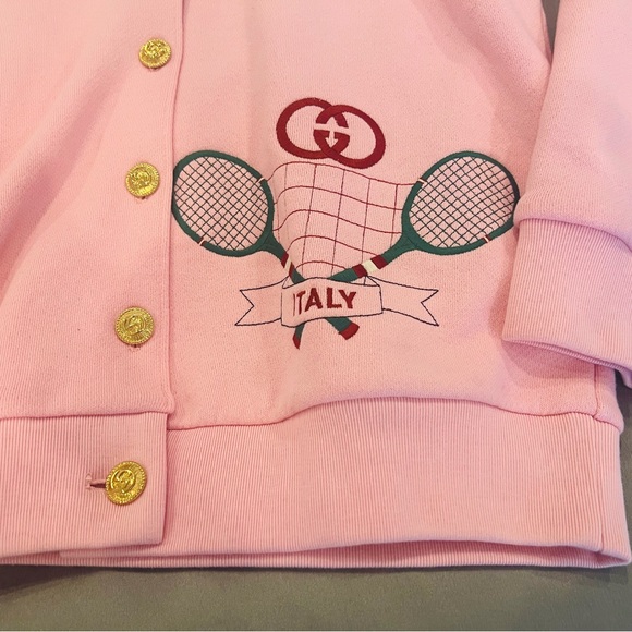 Pink Gucci tennis logo zip up hoodie - Picture 8 of 11